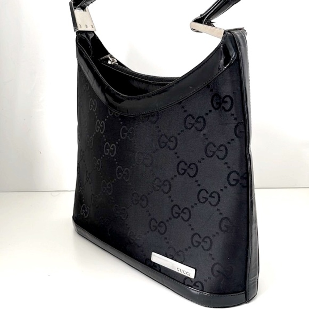 GUCCI VINTAGE BLACK HANDBAG Patent leather Details. Made in Italy - Picture 6 of 12